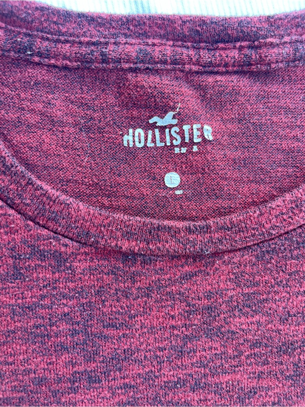 Hollister Men Maroon Heather Short Sleeve Crew Neck T-Shirt Red Size L - Picture 3 of 5
